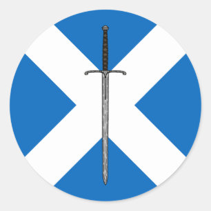 Bruce Sword on Saltire Classic Round Sticker