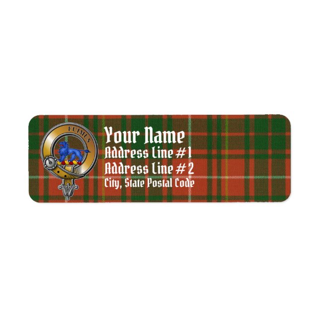 Bruce Tartan & Badge Return Address Label (Front)