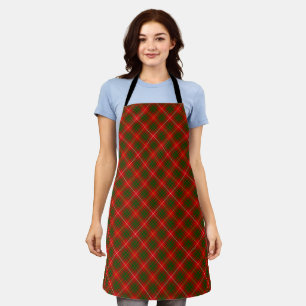 Bruce tartan red green plaid apron