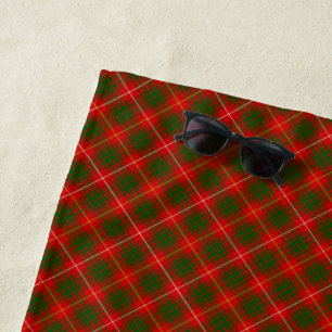 Bruce tartan red green plaid beach towel