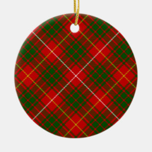 Bruce tartan red green plaid ceramic ornament