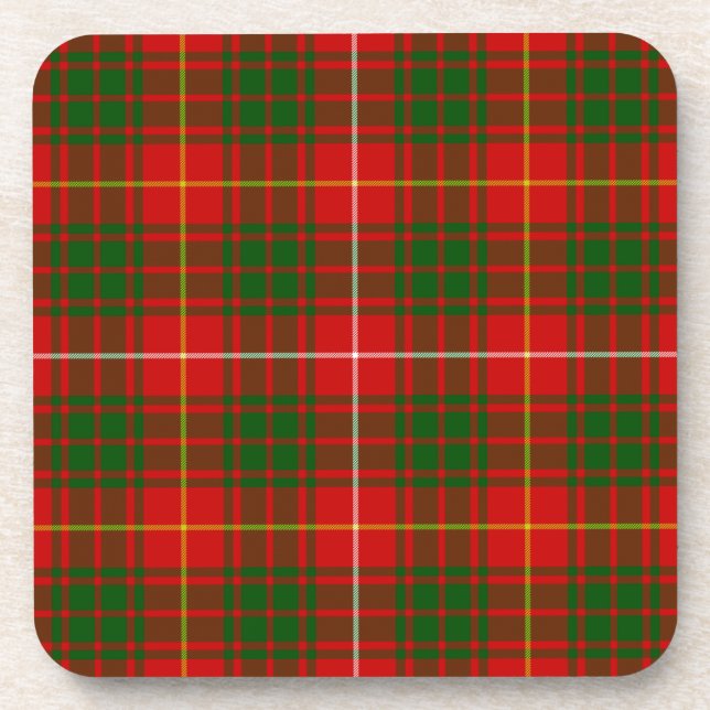Bruce tartan red green plaid coaster (Front)