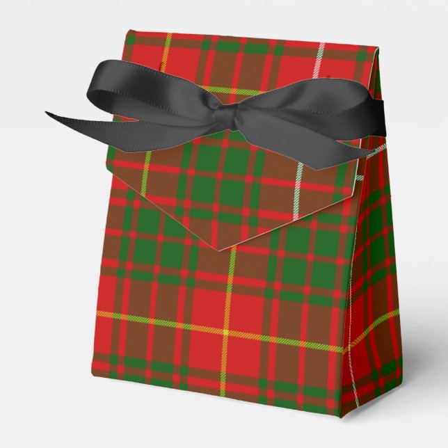 Bruce tartan red green plaid favour box (Front Side)