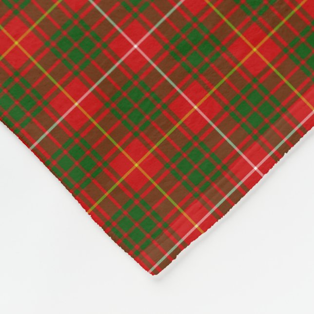 Bruce tartan red green plaid fleece blanket (Corner)