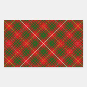 Bruce tartan red green plaid rectangular sticker
