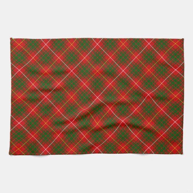 Bruce tartan red green plaid tea towel (Horizontal)
