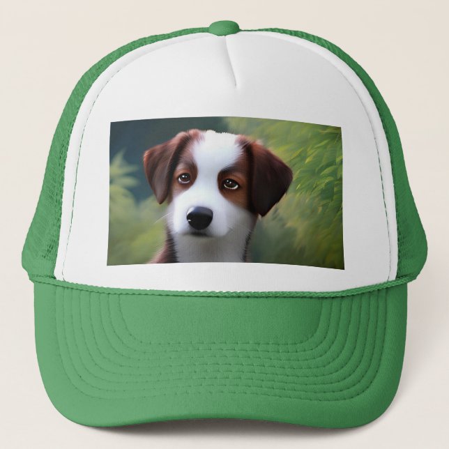 Bruce The Border Collie Puppy, Trucker Hat (Front)