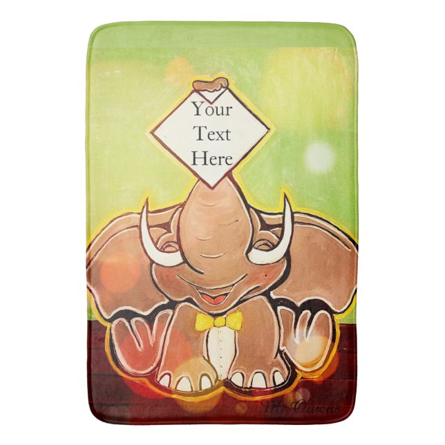 Bruce, The Elephant Speller Bath Mat (Front Vertical)