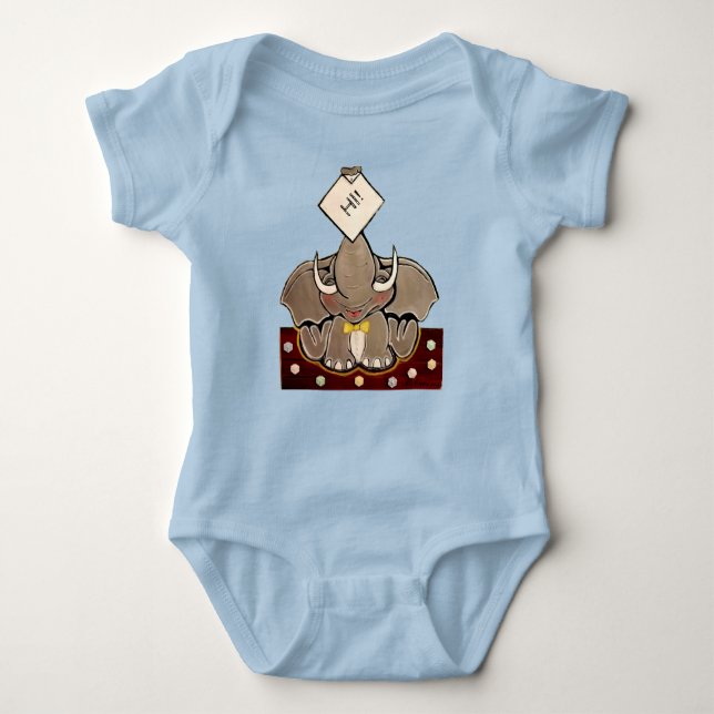 Bruce, The Elephant Speller Blue Bodysuit (Front)