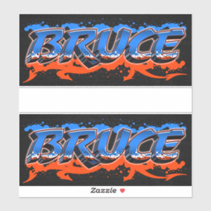 Bruce Vorname Name Graffiti Aufkleber Sticker