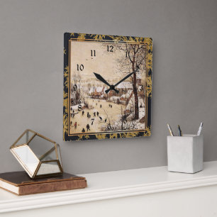 Bruegel the Elder - Winter Landscape Square Wall Clock