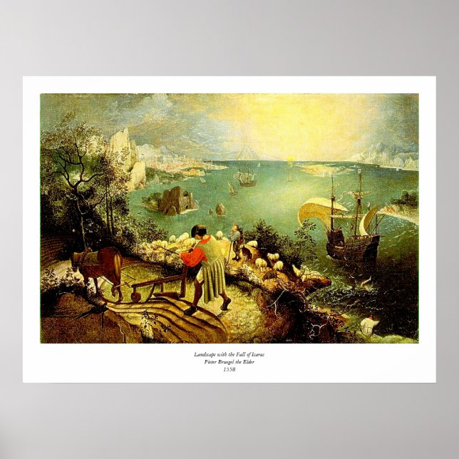 Bruegel's Landscape with the Fall of Icarus - 1558 Poster (Front)