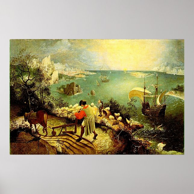 Bruegel's Landscape with the Fall of Icarus - 1558 Poster (Front)