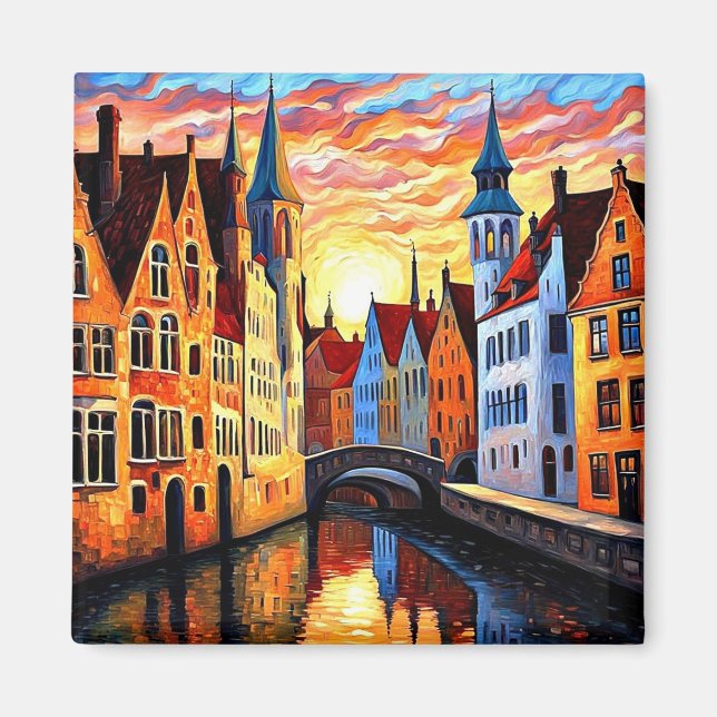 Bruges at sunset magnet (Front)