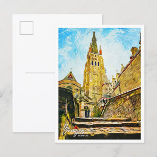 Bruges Belgium Beautiful Oil Paint City Postcard