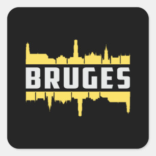 Bruges Belgium City Skyline Cityscape Funny Gift Square Sticker