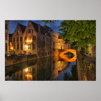 Bruges Belgium Dusk Canal Poster