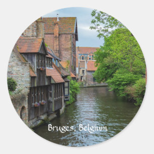 Bruges, Belgium (labelled) Classic Round Sticker