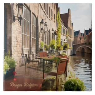 Bruges Belgium Sketch Mediaeval Ceramic Tile