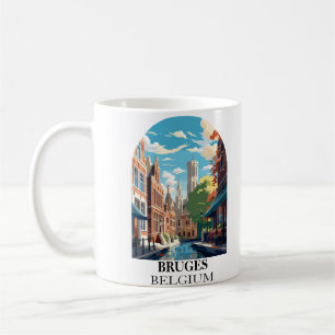 Bruges Belgium Travel Illustration Coffee Mug