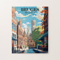 Bruges Belgium Travel Illustration