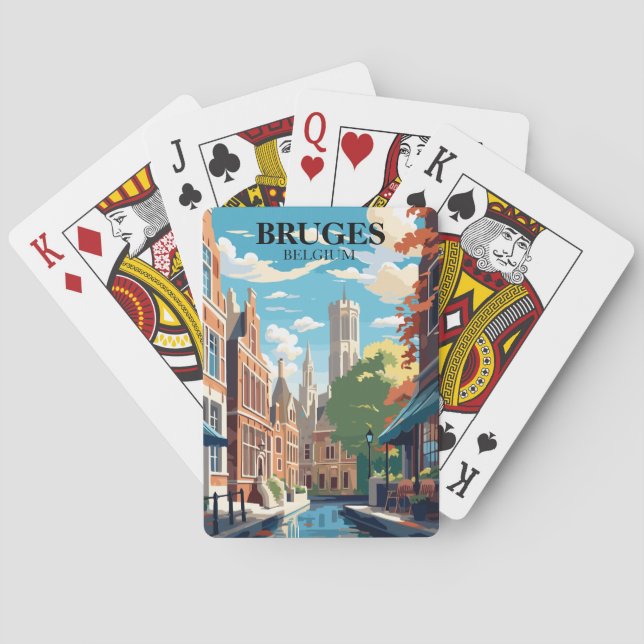 Bruges Belgium Travel Illustration Playing Cards (Back)