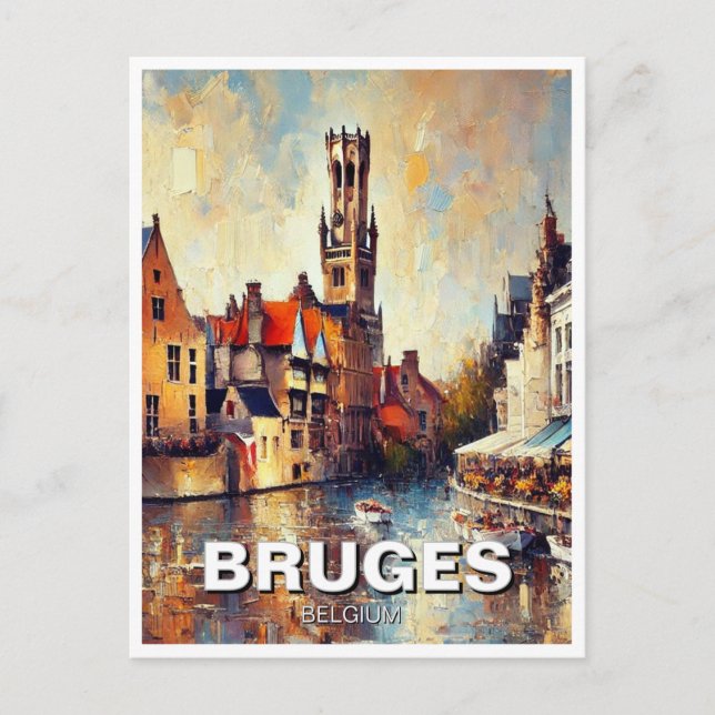 Bruges Belgium Travel Souvenir Painting Postcard (Front)