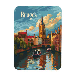 Bruges Belgium vintage art Magnet