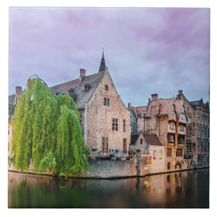 Bruges old town and Belfry tower Ceramic Tile