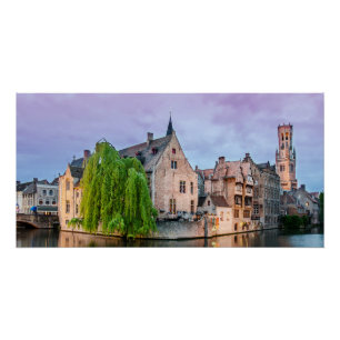 Bruges old town and Belfry tower Poster