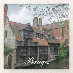 Bruges old town in Belgium Glass Coaster