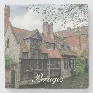 Bruges old town in Belgium Stone Coaster