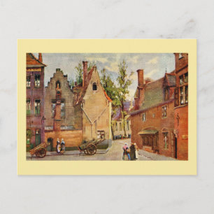 Bruges Place des Tanneurs litho aquarelle Postcard