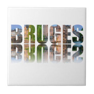 Bruges text photo composition ceramic tile