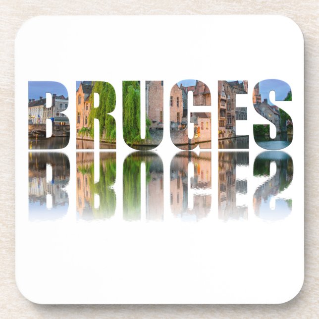 Bruges text photo composition coaster (Front)