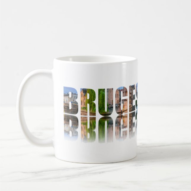 Bruges text photo composition coffee mug (Left)