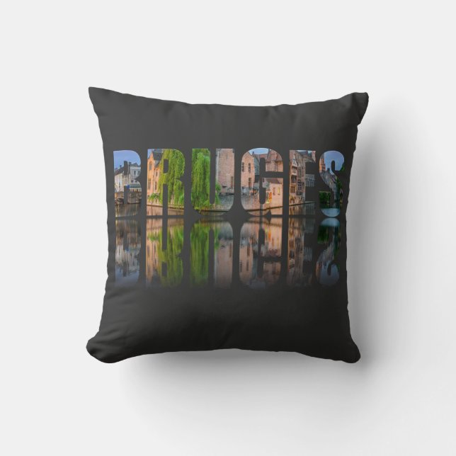 Bruges text photo composition cushion (Front)