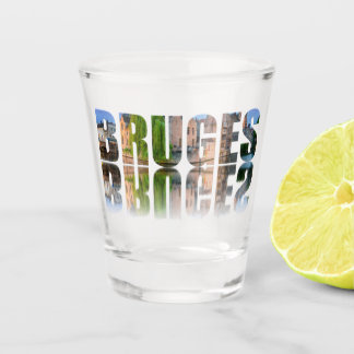 Bruges text photo composition shot glass