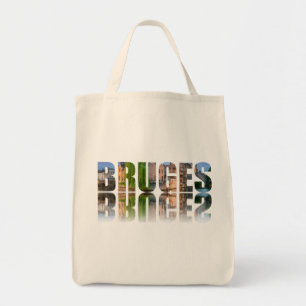 Bruges text photo composition tote bag