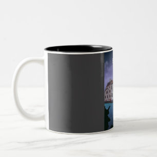 Bruges Vintage Minimal Belgium Travel Poster at Ni Two-Tone Coffee Mug