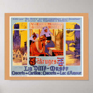 Bruges Vintage Travel Poster Restored