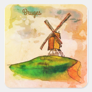 Bruges Windmill Square Sticker