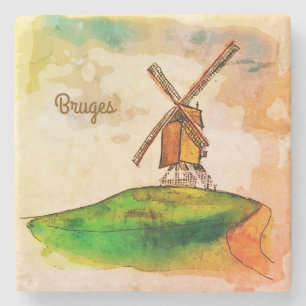 Bruges Windmill Stone Coaster
