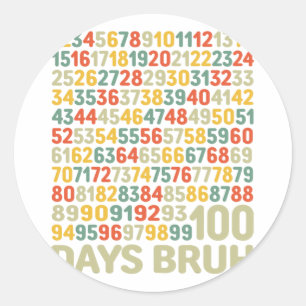 Bruh 100 Days Of School Math 100th Day Of School B Classic Round Sticker