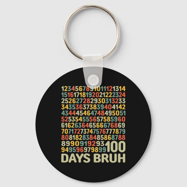 Bruh 100 Days Of School Math 100th Day Of School B Key Ring (Front)