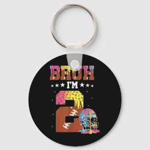 Bruh 2nd Birthday Boy Football Ice Cream Drip 2 Ye Key Ring