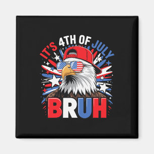 Bruh 4th Of July Boys Kids Fourth Of July Bald Eag Magnet