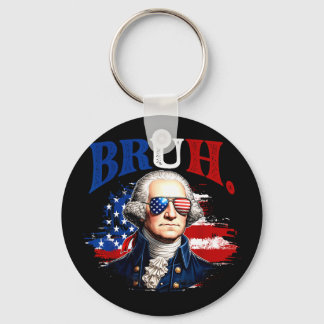 Bruh 4th of july funny george washington usa flag key ring