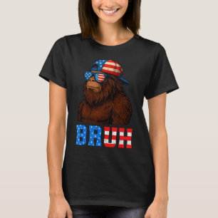 Bruh 4th Of July Teens Boys Kids Patriotic Bigfoot T-Shirt