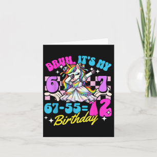 Bruh 67-5512 12th Birthday Dabbing Unicorn Girl Card